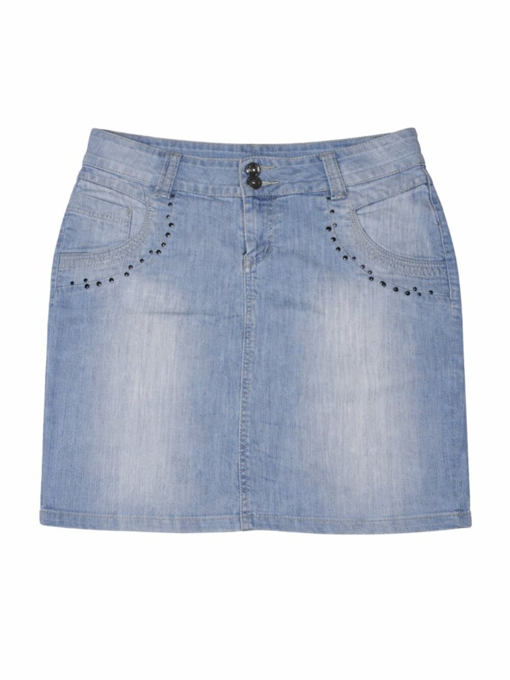 Y2K Chic Light Blue Women's Denim Mini Skirt With Stud Details, Size Large